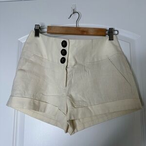 Charlotte Russe High-Waisted Off-White Shorts | 3-Button Front | NWT